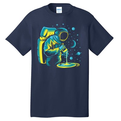 Galaxy Coffee Astronaut Pouring Coffee Tall T-Shirt