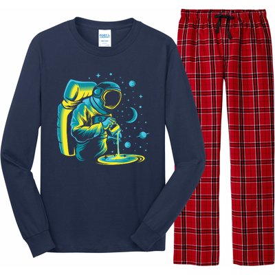 Galaxy Coffee Astronaut Pouring Coffee Long Sleeve Pajama Set