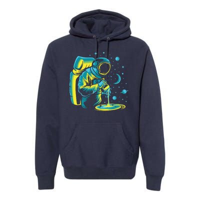 Galaxy Coffee Astronaut Pouring Coffee Premium Hoodie