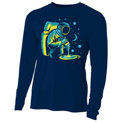 Galaxy Coffee Astronaut Pouring Coffee Cooling Performance Long Sleeve Crew