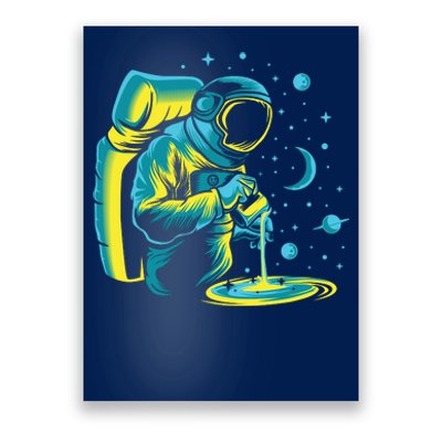 Galaxy Coffee Astronaut Pouring Coffee Poster