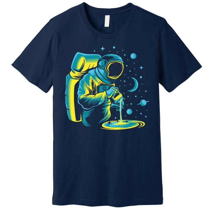 Galaxy Coffee Astronaut Pouring Coffee Premium T-Shirt