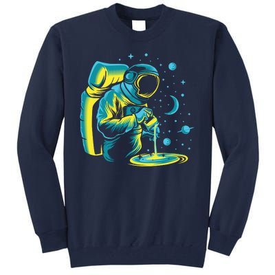 Galaxy Coffee Astronaut Pouring Coffee Tall Sweatshirt