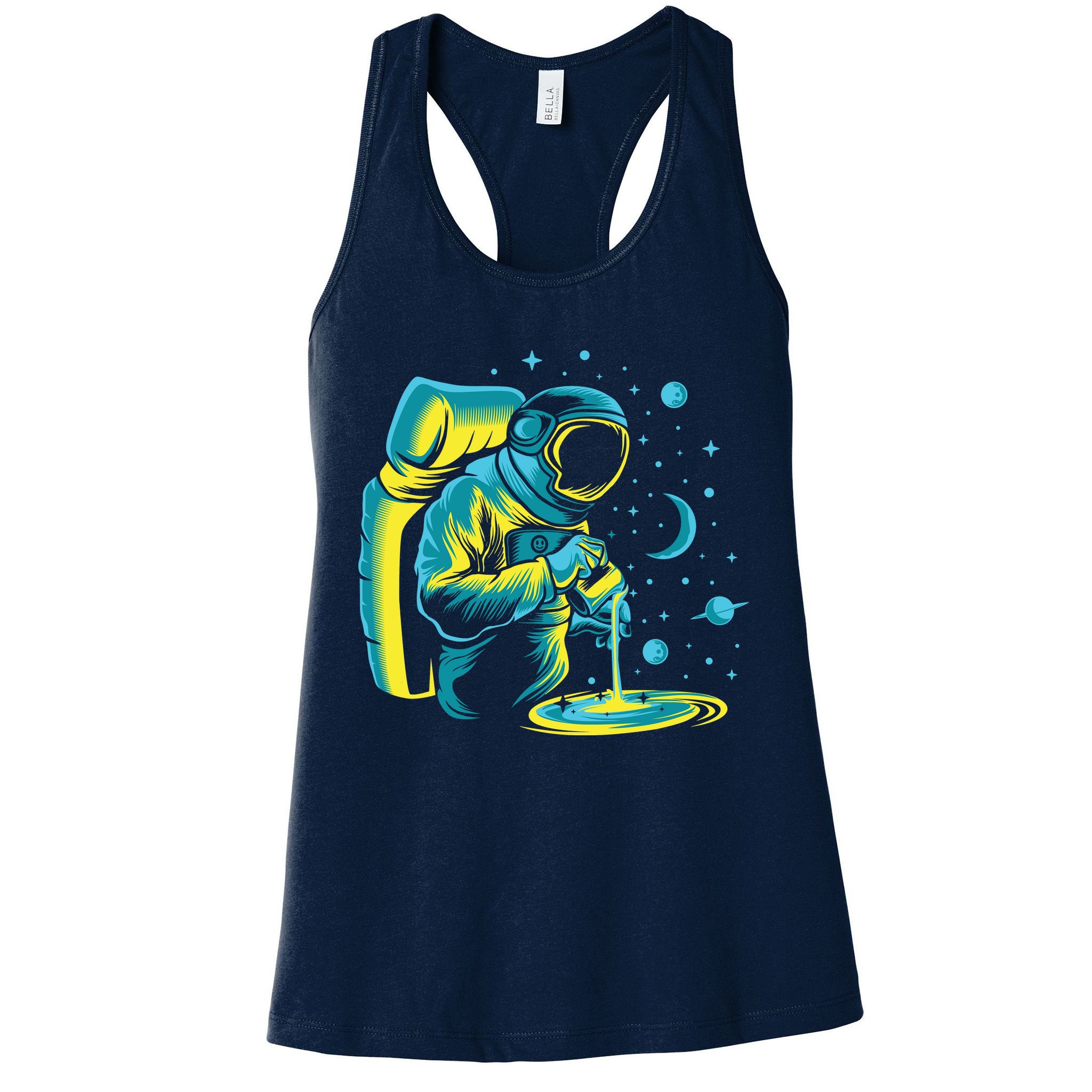Galaxy Coffee Astronaut Pouring Coffee Womens Tank Top