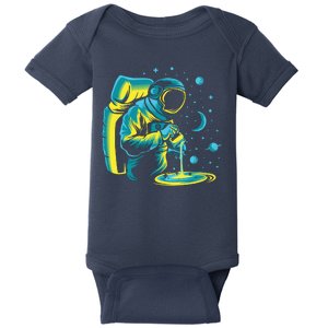 Galaxy Coffee Astronaut Pouring Coffee Baby Bodysuit