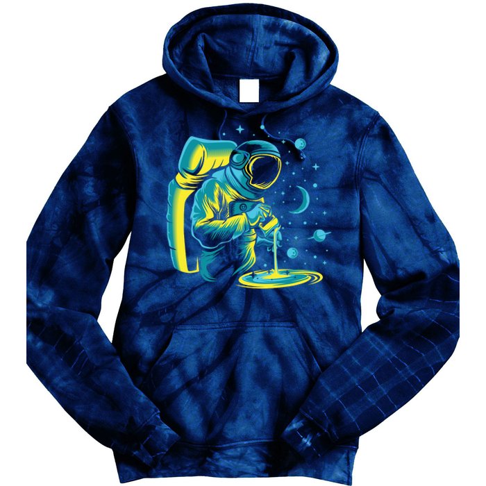 Galaxy Coffee Astronaut Pouring Coffee Tie Dye Hoodie