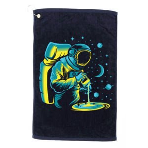 Galaxy Coffee Astronaut Pouring Coffee Platinum Collection Golf Towel