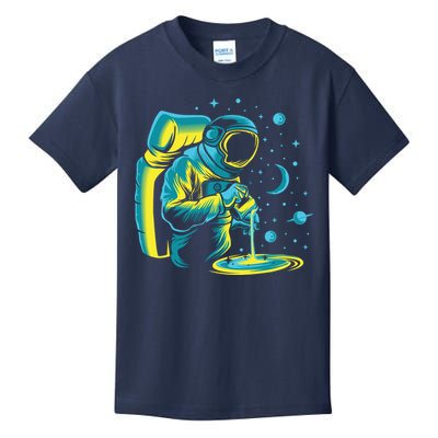 Galaxy Coffee Astronaut Pouring Coffee Kids T-Shirt