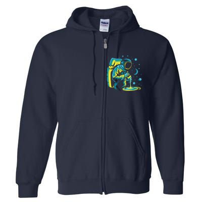 Galaxy Coffee Astronaut Pouring Coffee Full Zip Hoodie