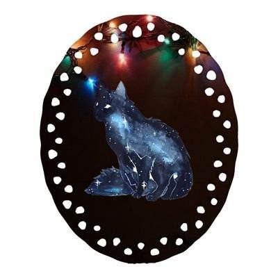 Galactic Cat Astronomy Kitten Stars Solar System Ceramic Oval Ornament