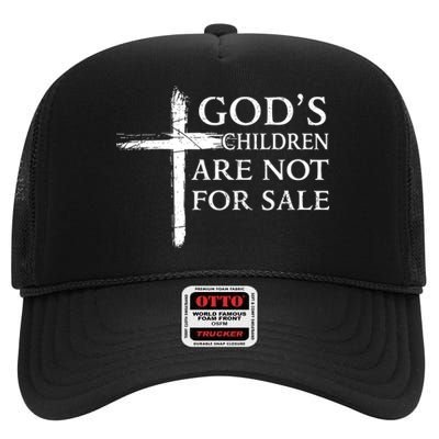 Gods Children Are Not For Sale Cross Christian High Crown Mesh Back Trucker Hat