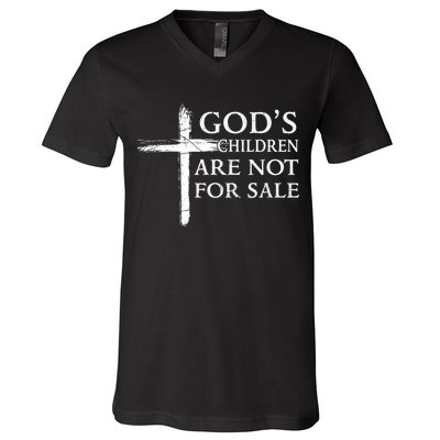 Gods Children Are Not For Sale Cross Christian V-Neck T-Shirt