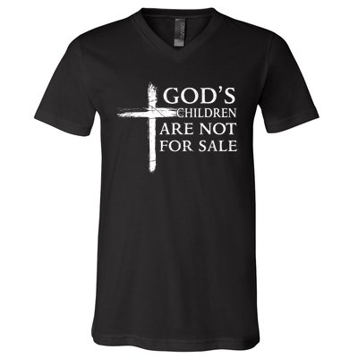 Gods Children Are Not For Sale Cross Christian V-Neck T-Shirt