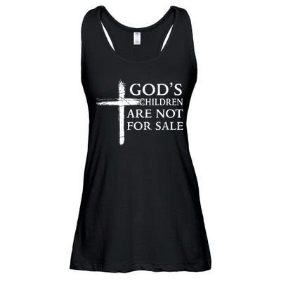 Gods Children Are Not For Sale Cross Christian Ladies Essential Flowy Tank