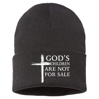 Gods Children Are Not For Sale Cross Christian Sustainable Knit Beanie