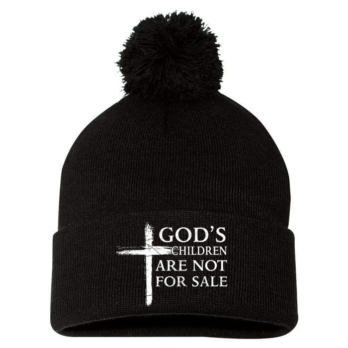 Gods Children Are Not For Sale Cross Christian Pom Pom 12in Knit Beanie