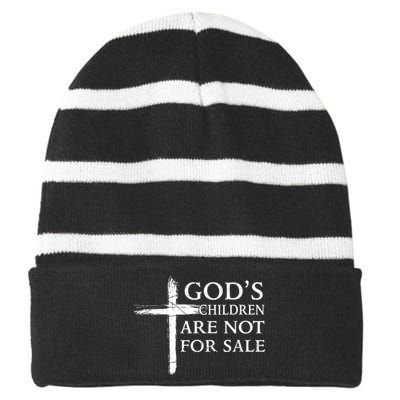 Gods Children Are Not For Sale Cross Christian Striped Beanie with Solid Band