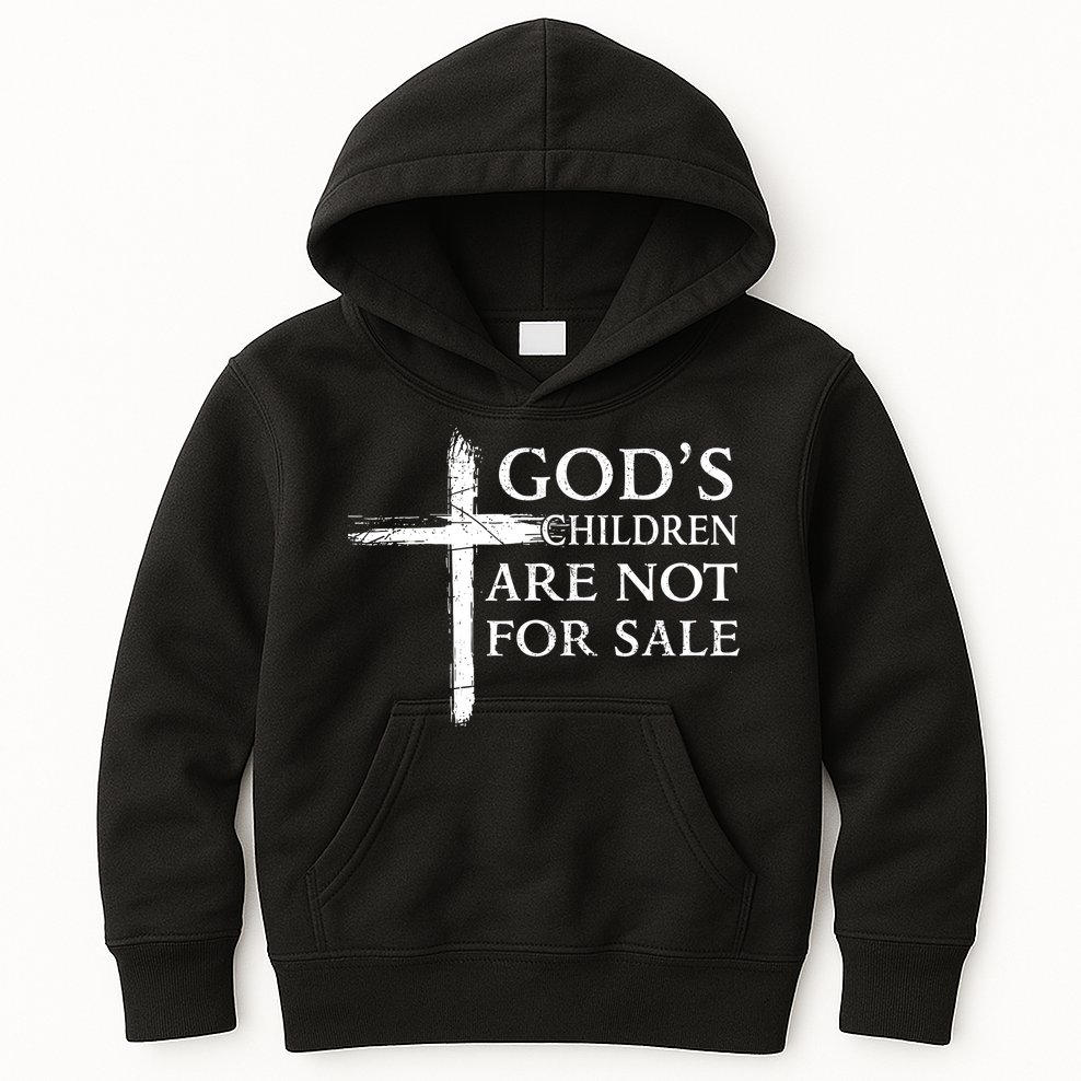 Gods Children Are Not For Sale Cross Christian Kids Hoodie
