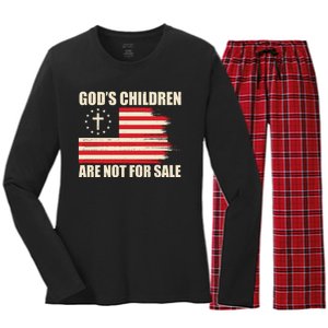 Gods Children Are Not For Sale Funny Christian Quote Women's Long Sleeve Flannel Pajama Set 