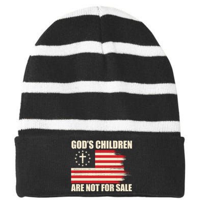 Gods Children Are Not For Sale Funny Christian Quote Striped Beanie with Solid Band