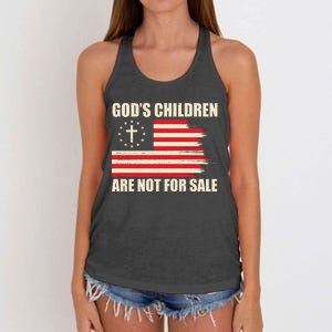 Gods Children Are Not For Sale Funny Christian Quote Women's Knotted Racerback Tank