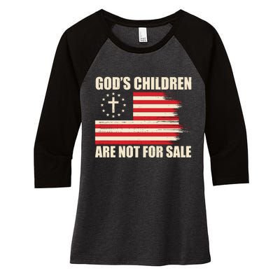 Gods Children Are Not For Sale Funny Christian Quote Women's Tri-Blend 3/4-Sleeve Raglan Shirt