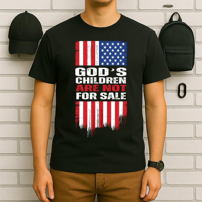 Gods Children Are Not For Sale American Flag T-Shirt