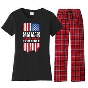 Gods Children Are Not For Sale American Flag Women's Flannel Pajama Set