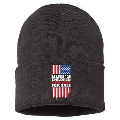 Gods Children Are Not For Sale American Flag Sustainable Knit Beanie
