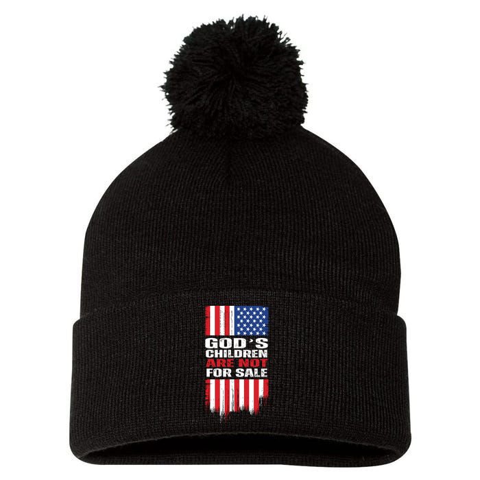 Gods Children Are Not For Sale American Flag Pom Pom 12in Knit Beanie