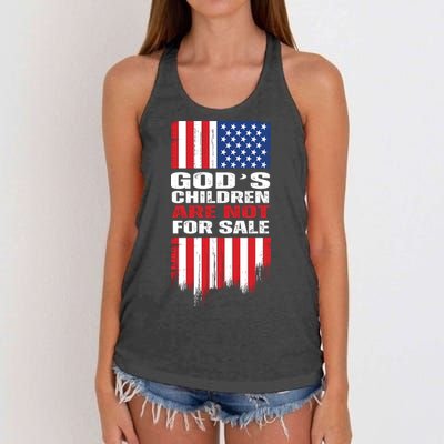 Gods Children Are Not For Sale American Flag Women's Knotted Racerback Tank