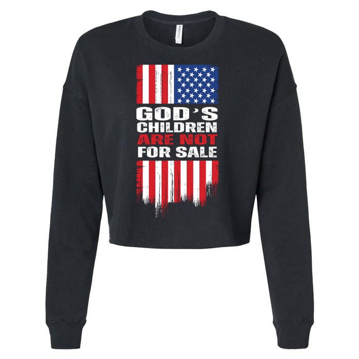 Gods Children Are Not For Sale American Flag Cropped Pullover Crew