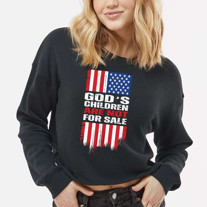 Gods Children Are Not For Sale American Flag Cropped Pullover Crew