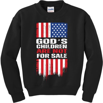 Gods Children Are Not For Sale American Flag Kids Sweatshirt