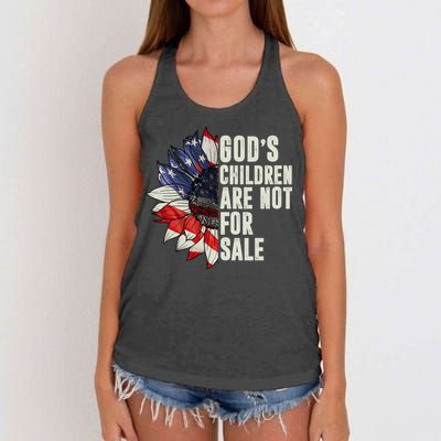 Gods Children Are Not For Sale Floral Flag Women's Knotted Racerback Tank