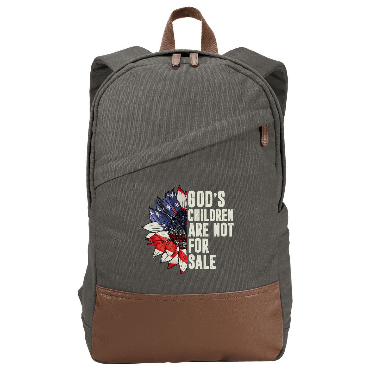 Gods Children Are Not For Sale Floral Flag Cotton Canvas Backpack
