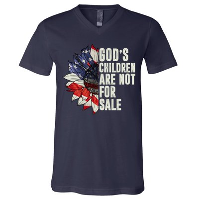 Gods Children Are Not For Sale Floral Flag V-Neck T-Shirt