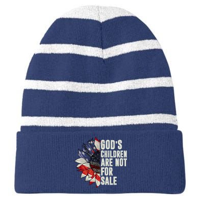 Gods Children Are Not For Sale Floral Flag Striped Beanie with Solid Band