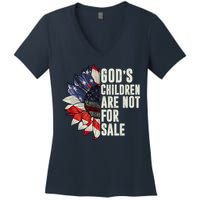 Gods Children Are Not For Sale Floral Flag Women's V-Neck T-Shirt