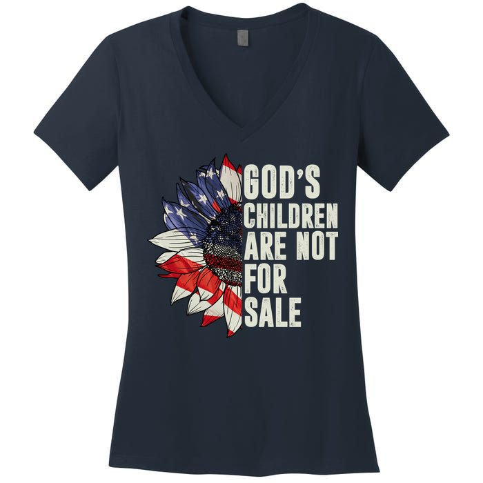 Gods Children Are Not For Sale Floral Flag Women's V-Neck T-Shirt