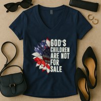 Gods Children Are Not For Sale Floral Flag Women's V-Neck T-Shirt