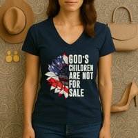 Gods Children Are Not For Sale Floral Flag Women's V-Neck T-Shirt