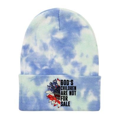 Gods Children Are Not For Sale Floral Flag Tie Dye 12in Knit Beanie