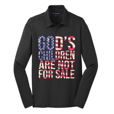 Gods Children Are Not For Sale USA Style Silk Touch Performance Long Sleeve Polo