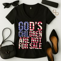Gods Children Are Not For Sale USA Style Women's V-Neck T-Shirt