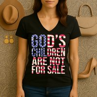 Gods Children Are Not For Sale USA Style Women's V-Neck T-Shirt