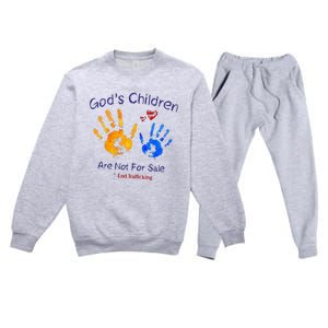 God's Children Are Not For Sale Hand Prints Premium Crewneck Sweatsuit Set