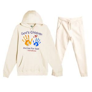 God's Children Are Not For Sale Hand Prints Premium Hooded Sweatsuit Set