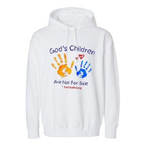 God's Children Are Not For Sale Hand Prints Garment-Dyed Fleece Hoodie