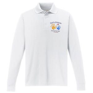 God's Children Are Not For Sale Hand Prints Performance Long Sleeve Polo